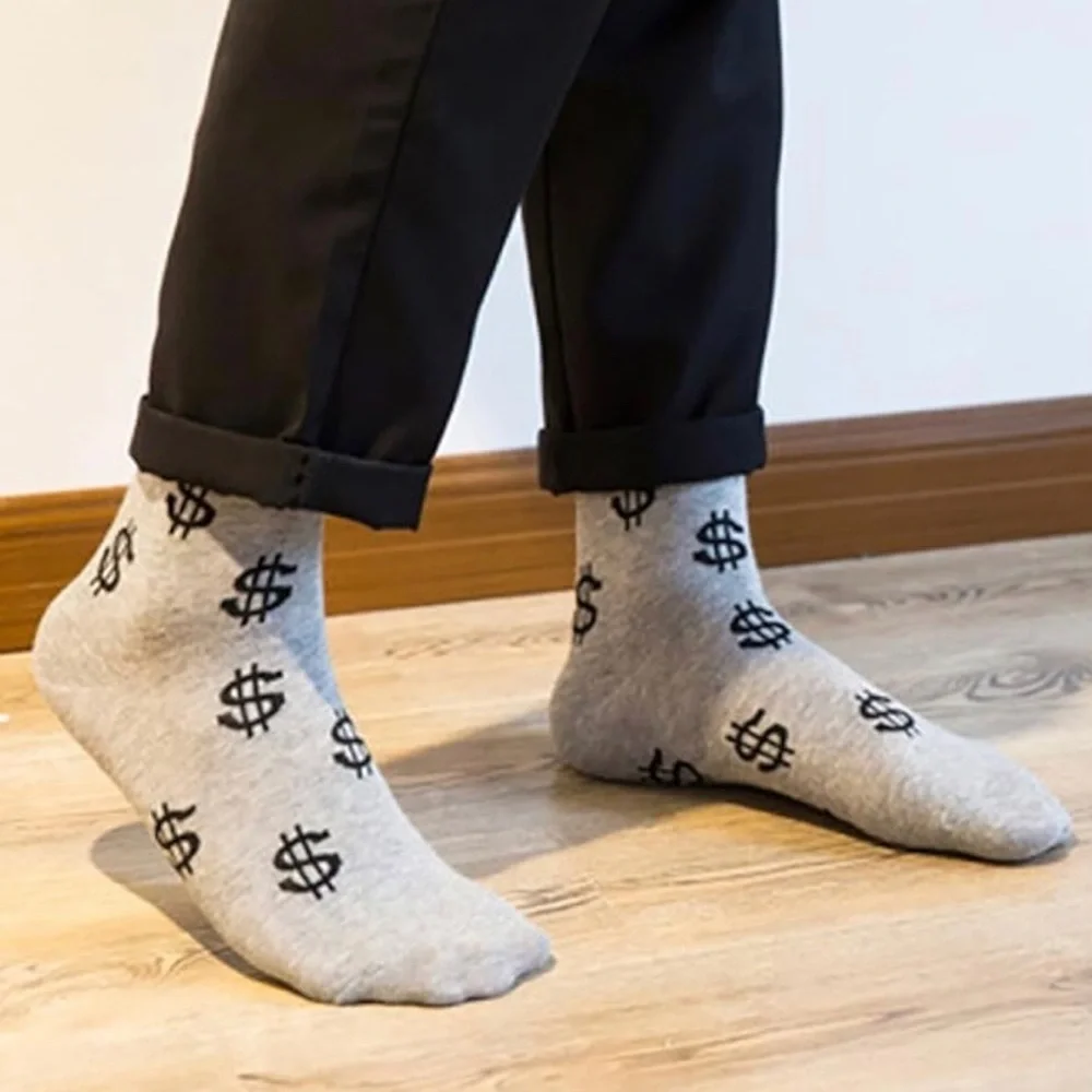 Novelty Dollar Sign Socks, Neutral Colors (1 Pair), Adult Size